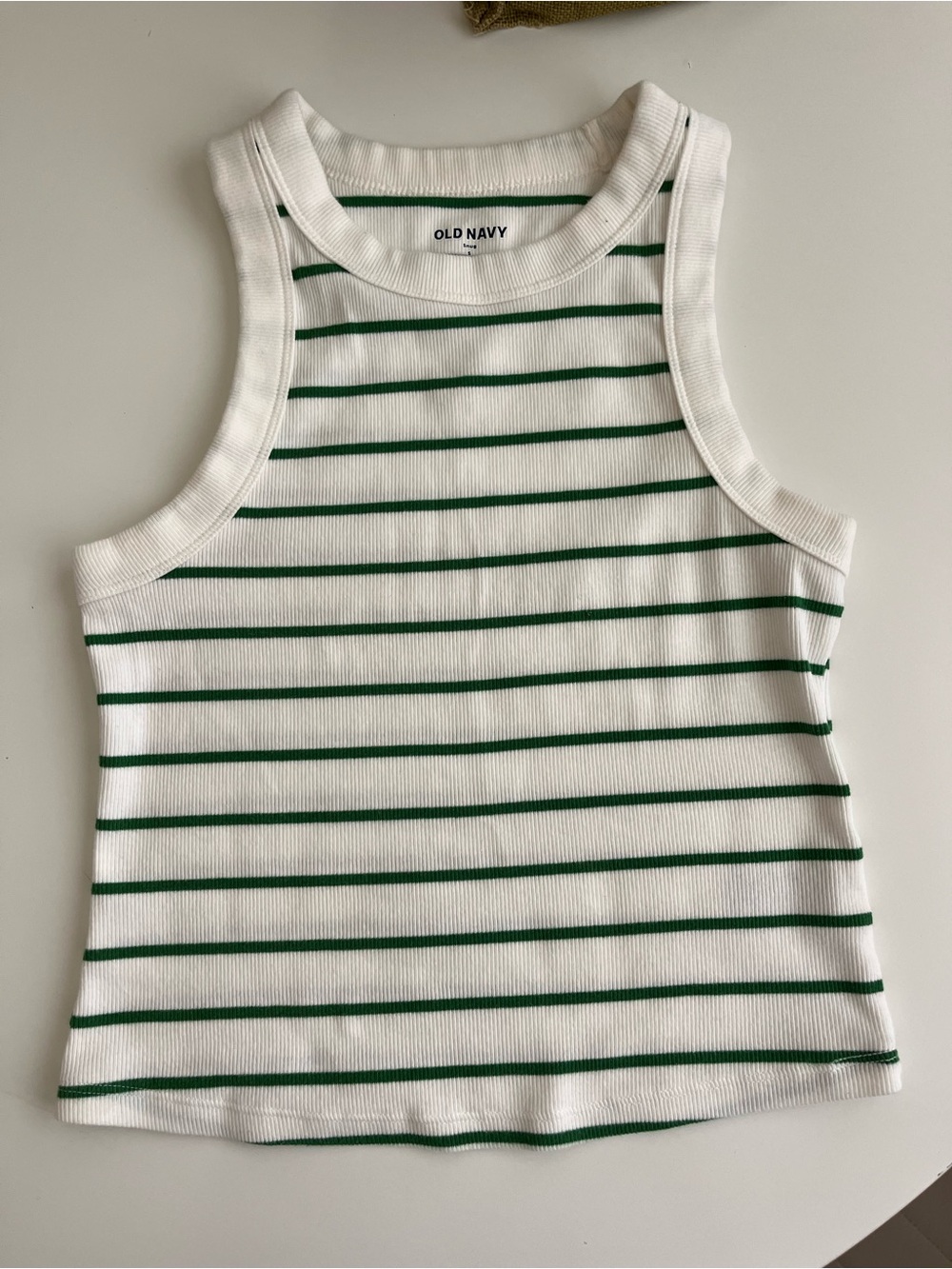 Old Navy White Tank Top with Green Stripes